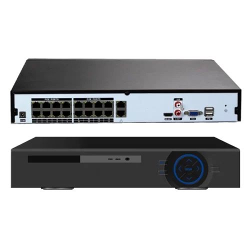 16 Channel 8MP 4K UHD H.265 Embedded Plug and Play PoE NVR With 16 Port PoE Switch DC48V Output