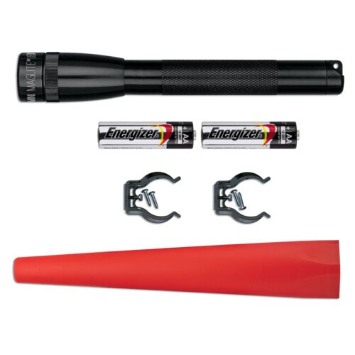 SP2201G MINI MAGLITE LED Flashlight black & safety pack red