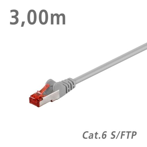 Patch Cat.6 S/FTP (PiMF) Grey 3.00m