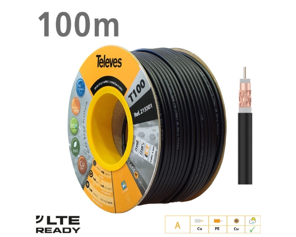 Televes 215501 Outdoor Cu COAX Cable 100m