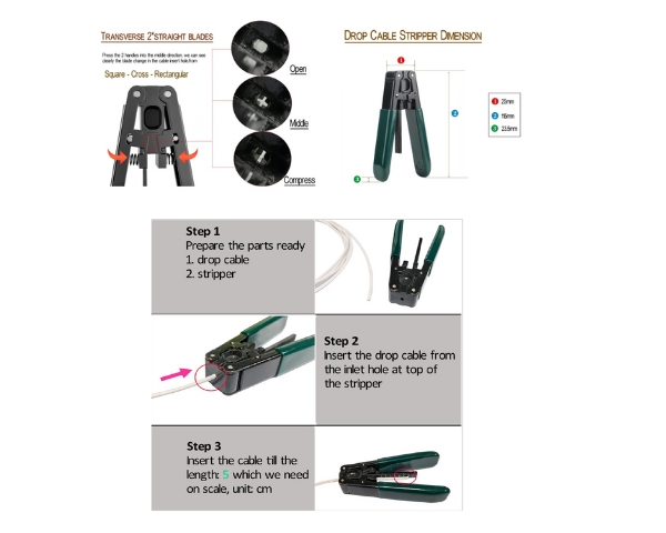 FTTH Drop Cable Stripper 2*3 mm