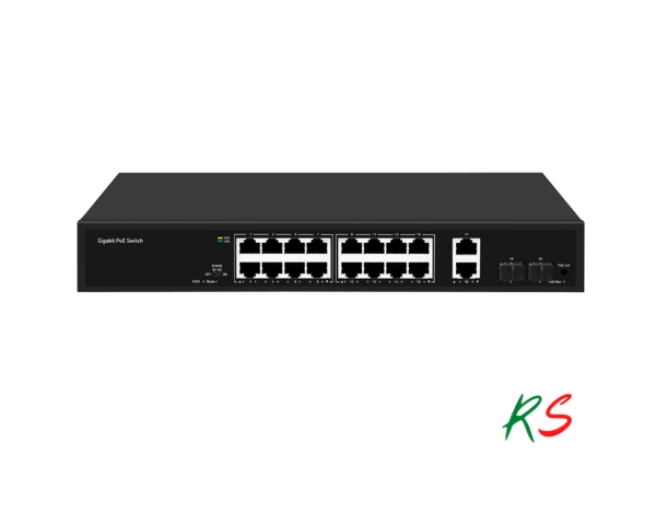 16+2 Port +2 SFP Gigabit PoE+ Switch