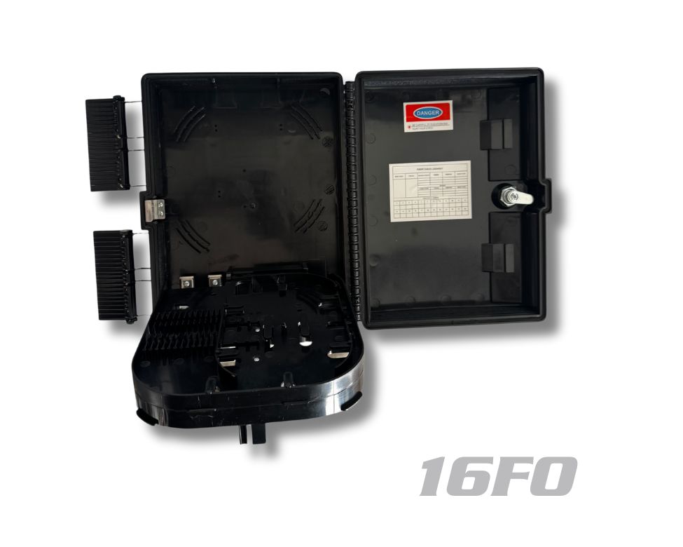 16 Cores Fiber Optic Termination Box Black