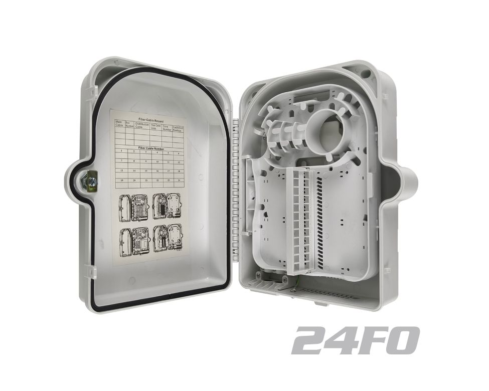 24 Cores Fiber Optic Termination Box Black