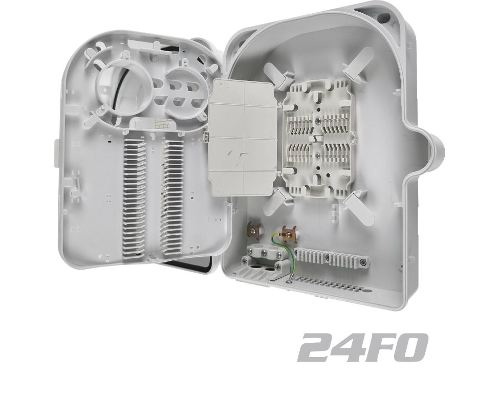 24 Cores Fiber Optic Termination Box Black