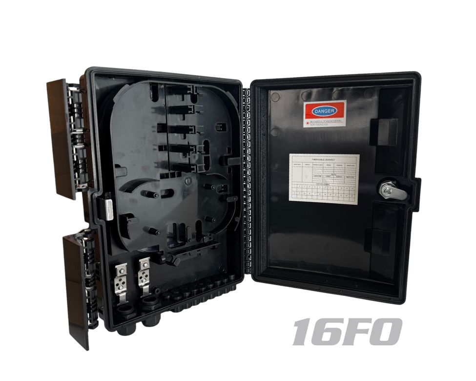 16 Cores Fiber Optic Termination Box Black
