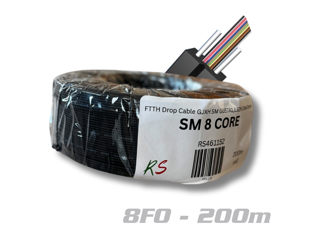 FTTH 8 core Drop Cable 200m GJXH G657A