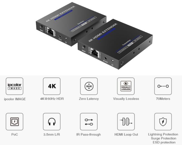 4K@60Hz HDR 70M HDMI Extender