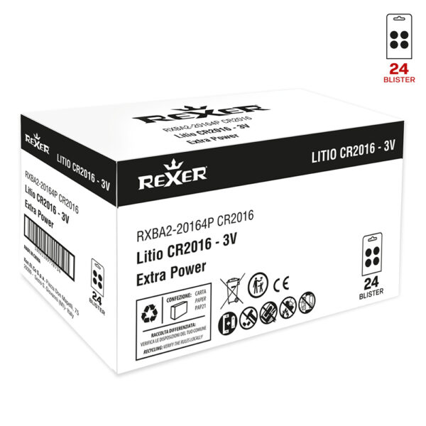 Rexer Button Cell Batteries Lithium CR2016 3V 4pcs