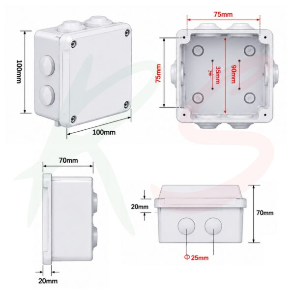 Plastic Waterproof Junction Box Universal 100x100