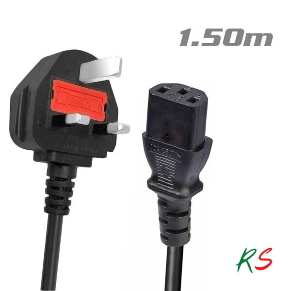 PC Power Cable IEC C13 UK 1.5m