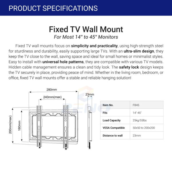 TV Wall Mount FIX ZENO FB45