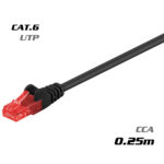 Patch Cable CAT6 U/UTP CCA Black 0.25M