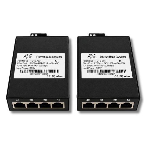 Gigabit Media Converter 4 RJ45 3km