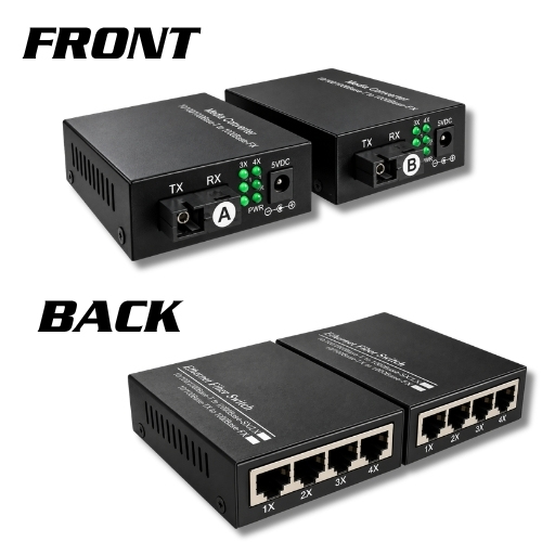Gigabit Media Converter 4 RJ45 3km
